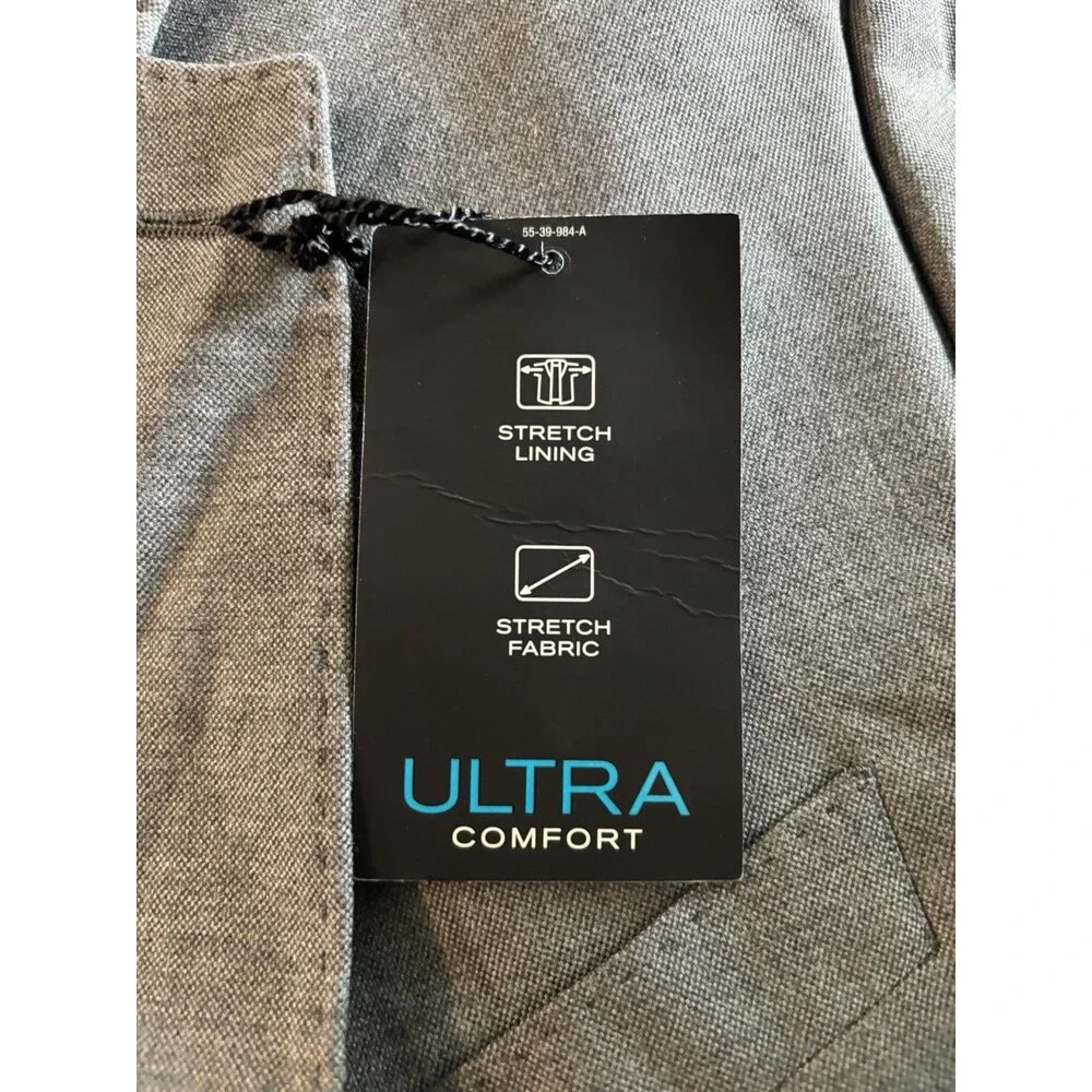 J Ferrar Suit Jacket Mens 46 Reg Slim Fit Grey Ultra Comfort Stretch $190 NWT
